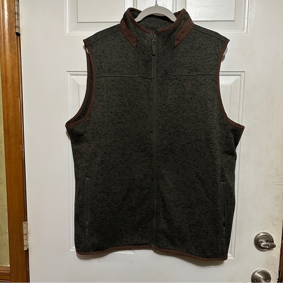 Browning Fleece Full Zip Brown Vest  Zip‎ Pockets Mens Size X-Large - Picture 1 of 7
